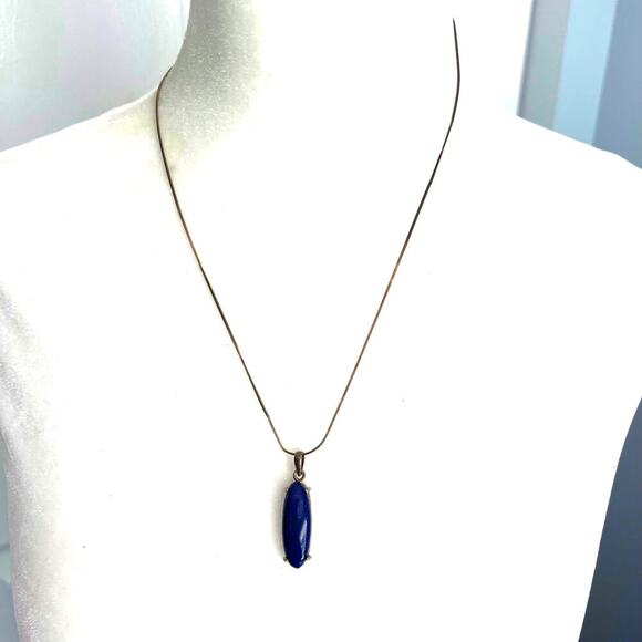 Sterling Silver Blue Lapis Lazuli Pendant Necklace and Earring Set - Picture 7 of 9